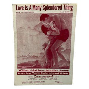 Piano Sheet Music Love is a Many Splendored Thing William Holden Jennifer Jones